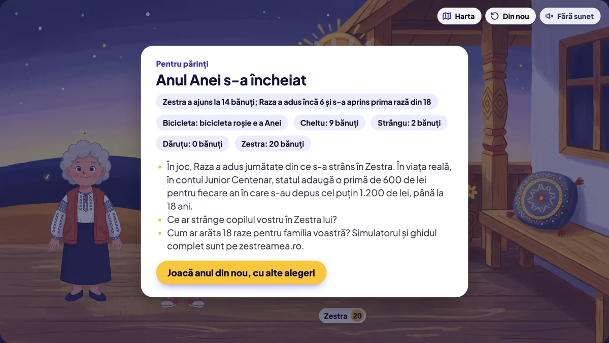 Cartonașul Pentru părinți de la sfârșitul anului, cu ce a ales copilul, câți bănuți are în fiecare borcan și întrebări pentru acasă